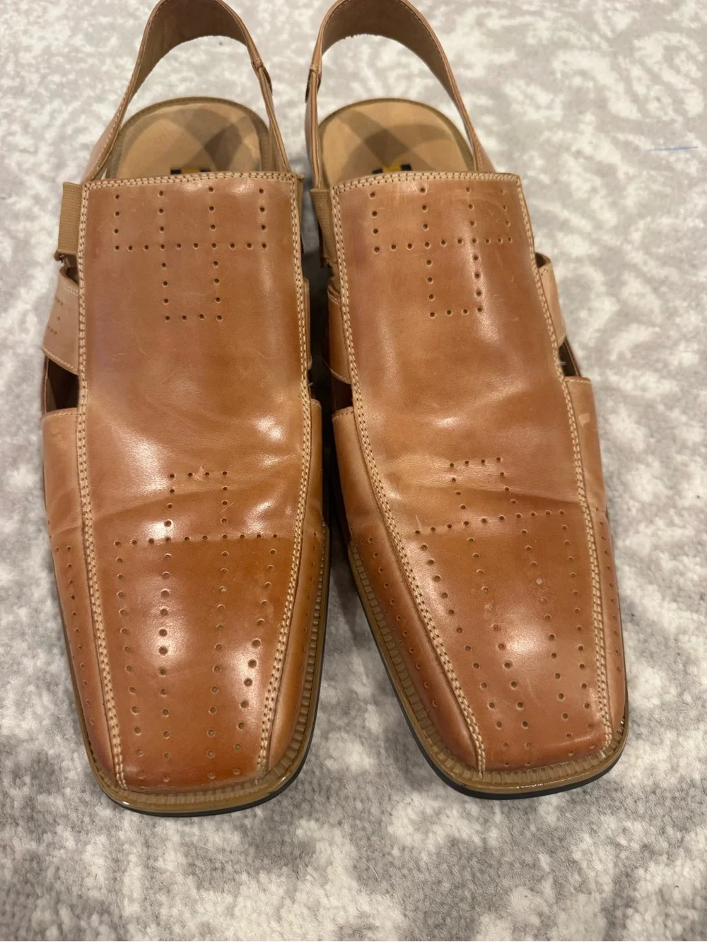 STACY ADAMS Brown Closed Toe Slingback Leather Sandals Shoes Men US 11.5 M